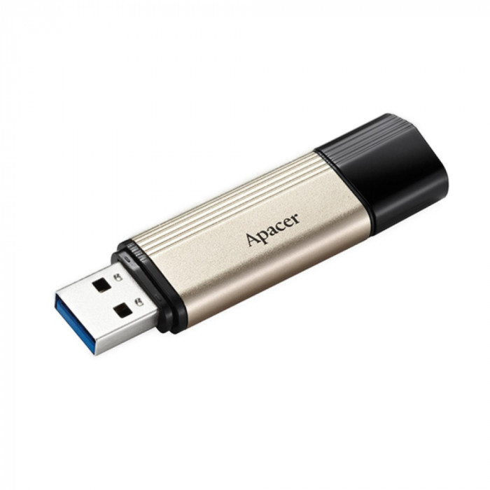 Memorie USB 3.2 Gen 1 Apacer 64Gb , AH353, cu capac, auriu cu negru