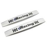 Set 2 x Embleme auto metalice, autoadezive, model &quot;RACING&quot;, finisaj Crom, dimensiune, 10 x 1,5 cm, AVEX