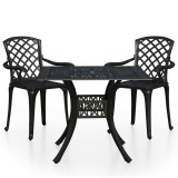 Cumpara ieftin Set mobilier bistro, 3 piese, negru, aluminiu turnat