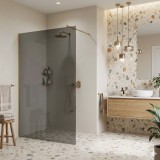 Paravan de dus Rea Flexi Grey / Brush Gold 90