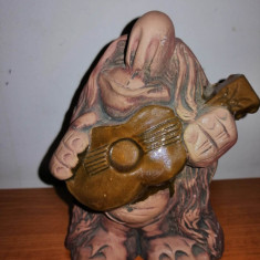 Figurina statueta ceramica vintage spiridus troll cu chitara Jie Gantofta Suedia