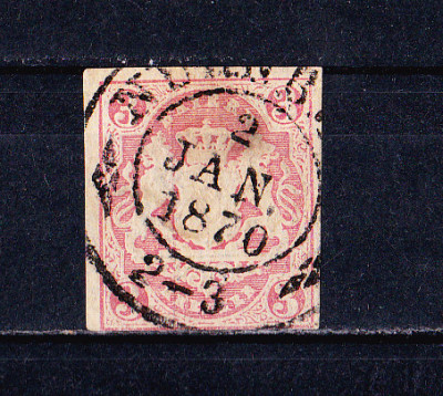 TSV$ - BAYERN, 1867 - 1868 MICHEL 15, 3 KREUZER, STAMPILAT foto