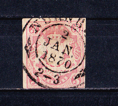 TSV$ - BAYERN, 1867 - 1868 MICHEL 15, 3 KREUZER, STAMPILAT