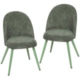 HOMCOM Set 2 Scaune pentru Dining din Catifea cu Șezut Tapițat, Verde &Icirc;nchis | Aosom Romania