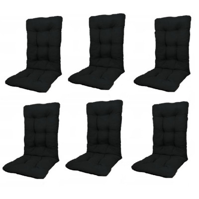 Set Perne pentru scaun de casa si gradina cu spatar, 48x48x75cm, culoare negru, 6 buc/set foto