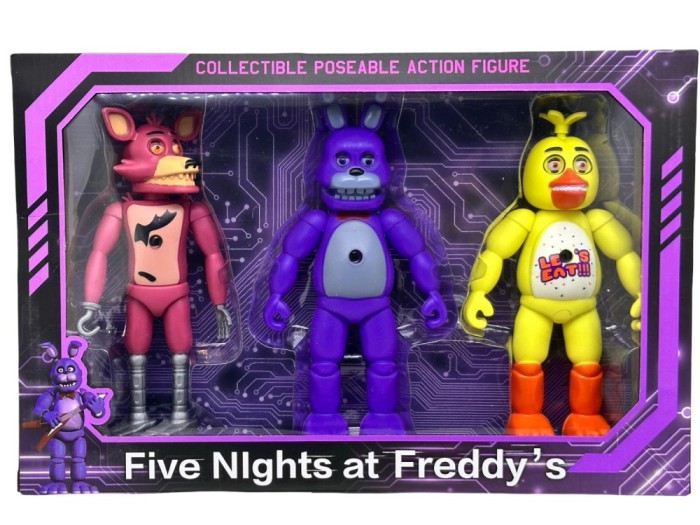 Set 3 figurine Five Nights at Freddys animatronic Chika, Foxy, Freddy