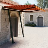 Cumpara ieftin Copertină retractabilă manual, st&acirc;lpi portocaliu&amp;maro 3,5x2,5 m