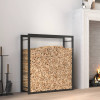Suport pentru lemne de foc, negru mat, 80x28x86 cm, otel GartenMobel Dekor, vidaXL