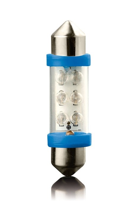 Set 2 becuri auto Vecta cu 6 leduri 12V SV8,5 , 39 mm albastru tip sofit AutoDrive ProParts