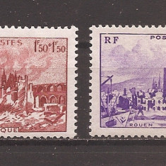 Franta 1945 - Timbre de caritate - Catedrale distruse, 3 serii, 6 poze, MNH