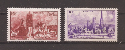 Franta 1945 - Timbre de caritate - Catedrale distruse, 3 serii, 6 poze, MNH foto