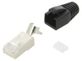 Conector RJ45 Cat 6a ecranat cu manșon pentru cablu, mufă PIN 8