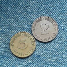 3o - Lot 2 + 5 Pfennig 1950 f Germania / lot 2 monede / primul an de batere