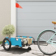 vidaXL Remorcă de bicicletă, albastru, textil oxford și fier