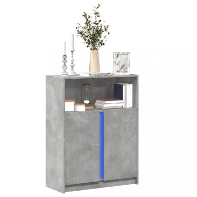vidaXL Dulap cu LED, gri beton, 77x34x100 cm, lemn prelucrat foto