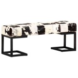 Cumpara ieftin Bancă, negru, 110 cm, piele naturală de capră, model petice