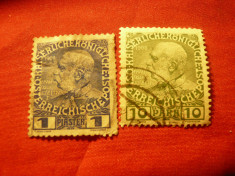 2 Timbre Austria- Levant 1908 Fr.Josef ,1piastru si 10 para , stampilat foto