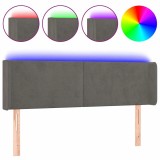 Cumpara ieftin Tablie de pat cu LED, gri inchis, 147x16x78/88 cm, catifea