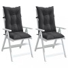 Set 2 Perne Scaun Spatar Inalt vidaXL, 120x50x7cm, Textil Antracit, Umplutura PP, Fixare cu Snur