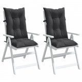 vidaXL Perne scaun cu spătar &icirc;nalt, 2 buc. antracit 120x50x7 cm textil