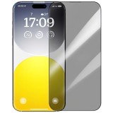 Folie de protectie Ecran Privacy Baseus Diamond pentru Apple iPhone 15 Pro, Sticla Securizata, Full Glue P60057405203-01