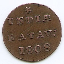 Indiile de Est Olandeze &amp;frac12; Duit (Batavia) 1808 - Cupru, 19 mm KM-75 foto