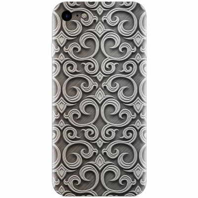 Husa silicon pentru Apple Iphone 6 Plus, Baroque Silver Pattern foto