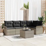 VidaXL Set canapea grădină 6 pcs Gri 55 x 55 x 37 cm Ratan, Poliester