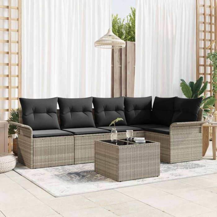 vidaXL Set de canapele pentru grădină 6 pcs Gri 55 x 55 x 37 cm 3345372