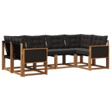vidaXL Set de canapele de exterior cu pernă 6 pcs Natural și Negru 3382168