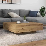 VidaXL Masa de cafea cu lumini LED Stejar Artisan 100x100x31 cm