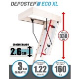 Scara pod DEPOSTEP ECO XL chepeng pod pliabil din lemn, maner telescopic, H max 330 cm