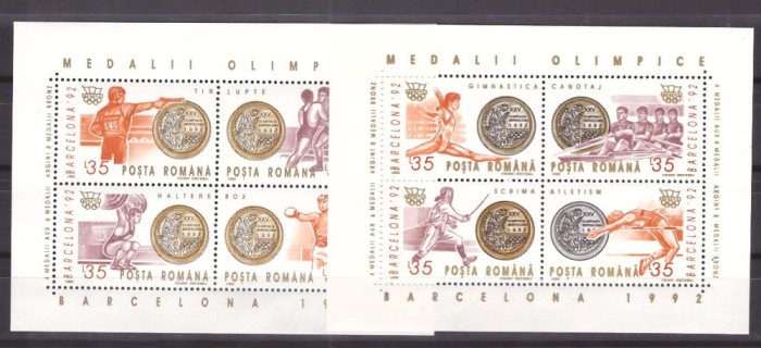 1992 - Medalii olimpice, blocuri neuzate