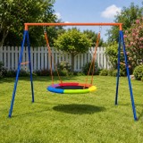 Cumpara ieftin Complex Joaca Gradina ART cu Leagan Tip Cuib Barza Oxford Multicolor 196x172x180cm, Sarcina Max 200kg, Diametru 100cm