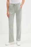 Juicy Couture pantaloni de trening din velur culoarea gri, cu imprimeu, JCWBJ225307