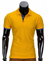 Tricou barbati polo, galben, simplu, slim fit, casual - S758 foto