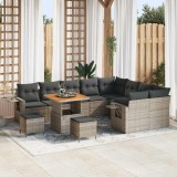 vidaXL Set de canapele pentru grădină 12 pcs Gri poliratan