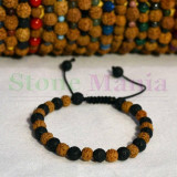 Bratara rudraksha 6mm si roca vulcanica 6mm, Stonemania Bijou