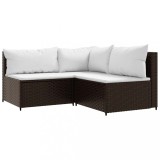 Cumpara ieftin Set mobilier de gradina cu perne, 3 piese, maro, poliratan