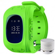 Ceas cu GPS Tracker si Telefon pentru copii iUni Kid60, Bluetooth, Apel SOS, Activity and sleep, Verde + Boxa Cadou foto