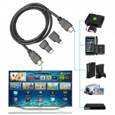 Cablu Video HDMI cu mufe adaptoare micro/mini HDMI- 1,5M
