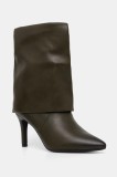 Answear Lab botine femei, culoarea verde, cu toc cui, izolare usoara
