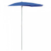 Umbrelă de grădină cu st&acirc;lp, azuriu, 180x90 cm, semirotundă