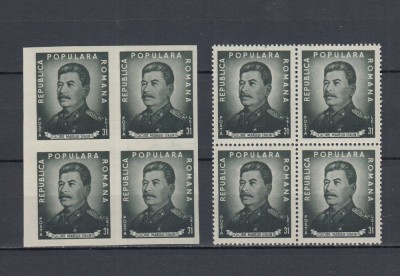 1949 LP 259 LP 259 a I. V. STALIN DANTELAT+NEDANTELAT BLOCURI DE 4 TIMBRE MNH foto