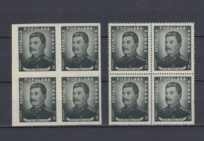 1949 LP 259 LP 259 a I. V. STALIN DANTELAT+NEDANTELAT BLOCURI DE 4 TIMBRE MNH