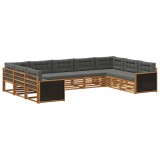 vidaXL Set de canapele de exterior cu pernă 9 pcs Natural și Antracit 3383825
