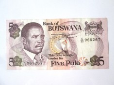 Botswana 5 Pula 1982 in stare foarte buna,bancnota din imagini la cel mai mic pret