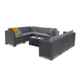 Set mobilier gradina coltar Leziter City Big, 8 locuri, Antracit, Plastic rezistent, Fabricat Italia