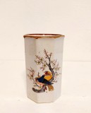 Vaza ceramica cu tema asiatica / pasari in copac de cires, octogonala, Corea