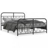 VidaXL Cadru pat metalic cu tăblie de cap/picioare, negru, 135x190 cm 377134